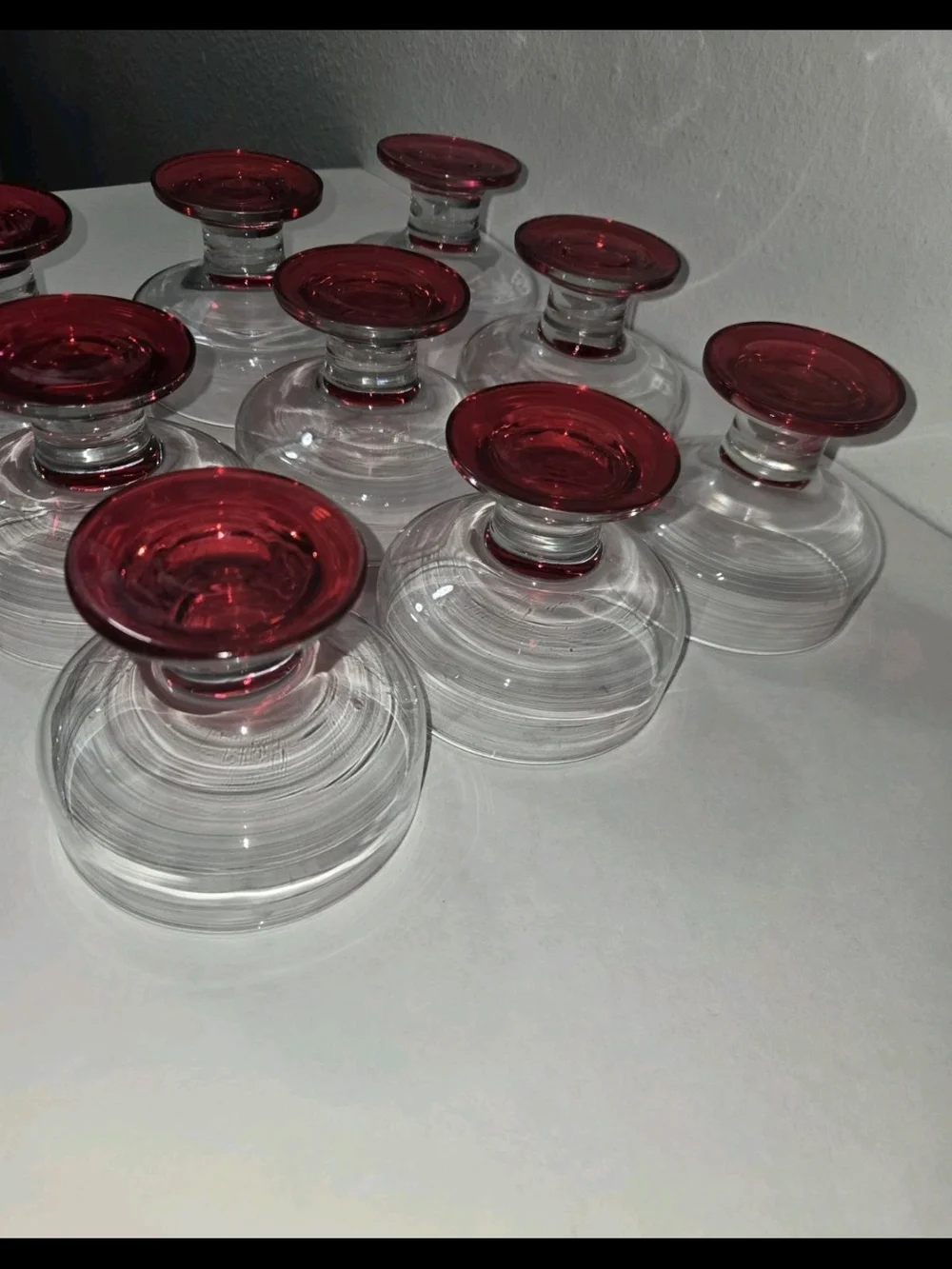 Red-Base Dessert Coupes - Set of 9